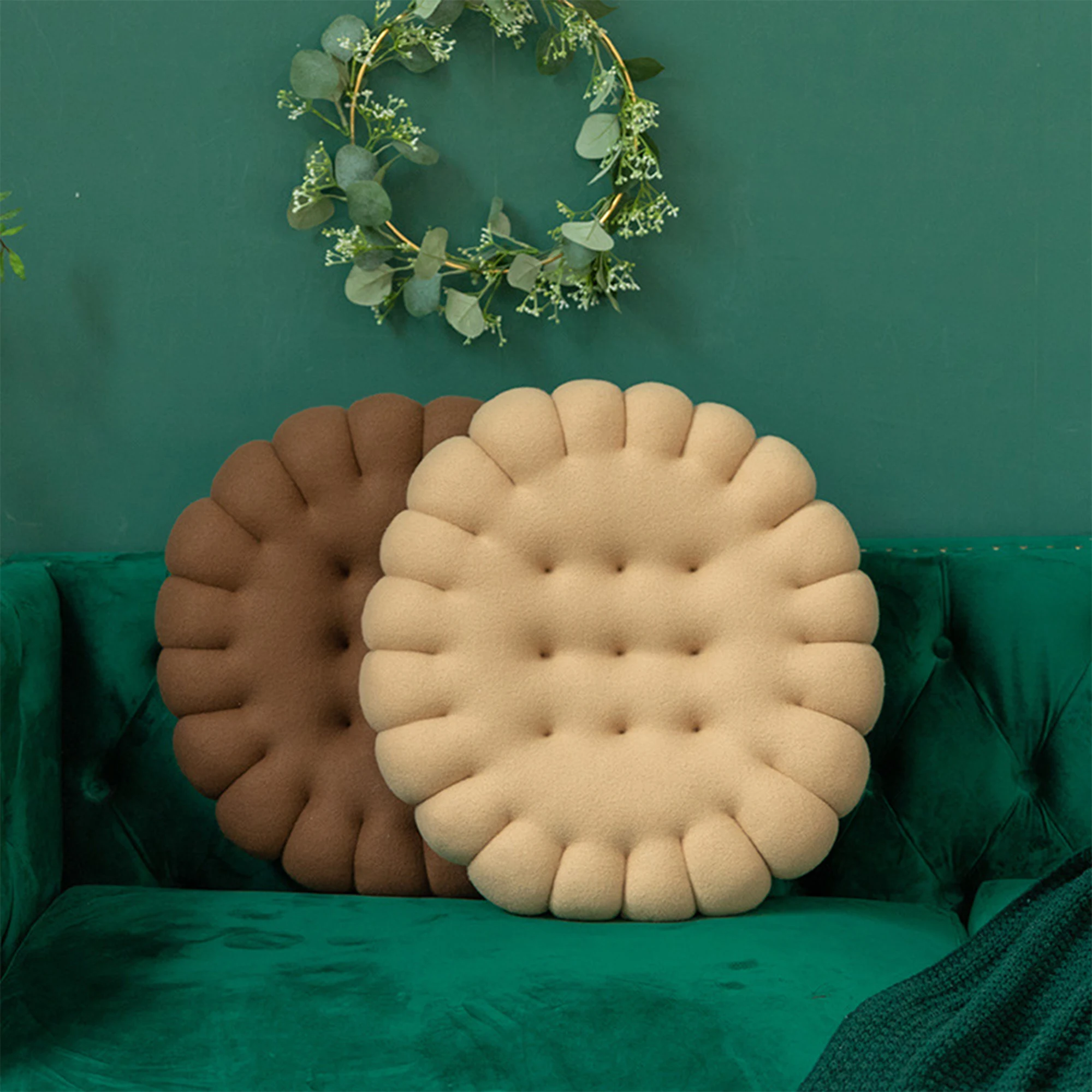 Creative Seat Cushion Solid Color Biscuit Shaped Mat Back Cushion Indoor Ornament for Floor Bay Window Chair