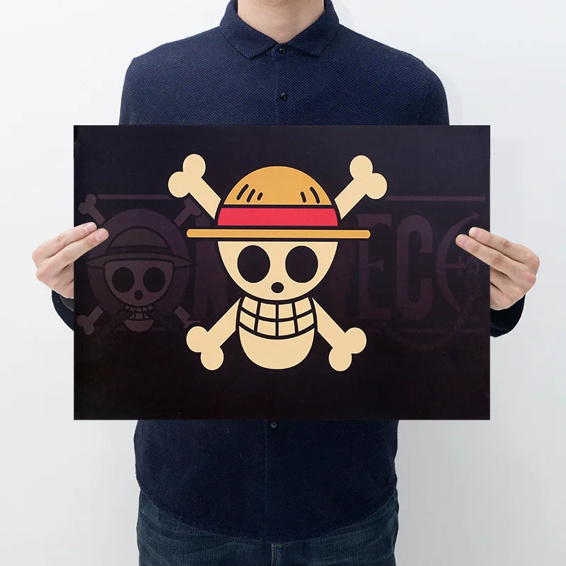 

Anime Pirate Flag One Piece Wall Stickers Poster Vintage Retro Kraft Paper Poster Decorations Painting Pictures for the Home