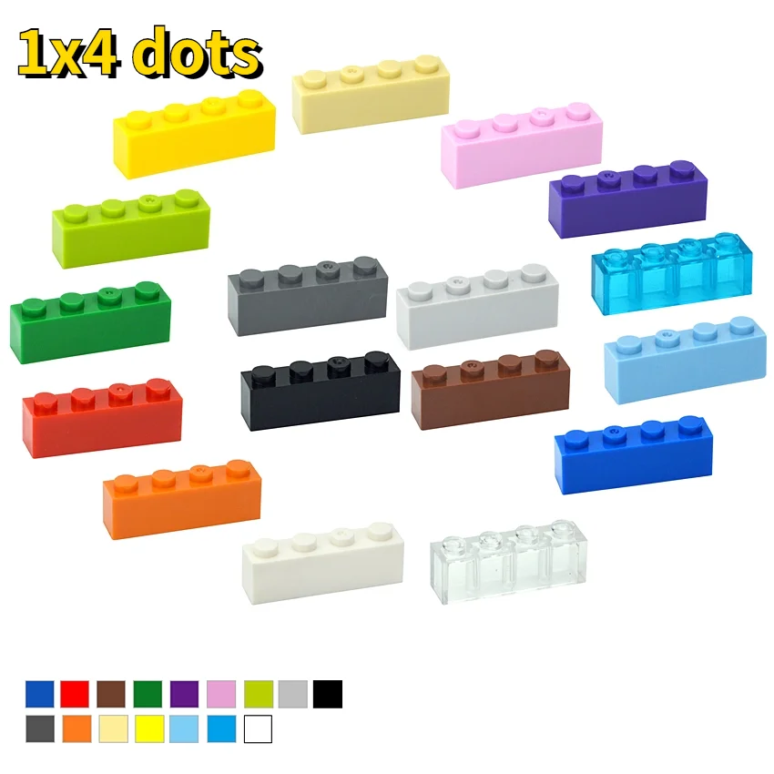 40PCS 1x4 Dots Thick Figures Bricks Educational Assemblage Contruction Building Blocks Compatible With 3010 Toy For Children | Игрушки и