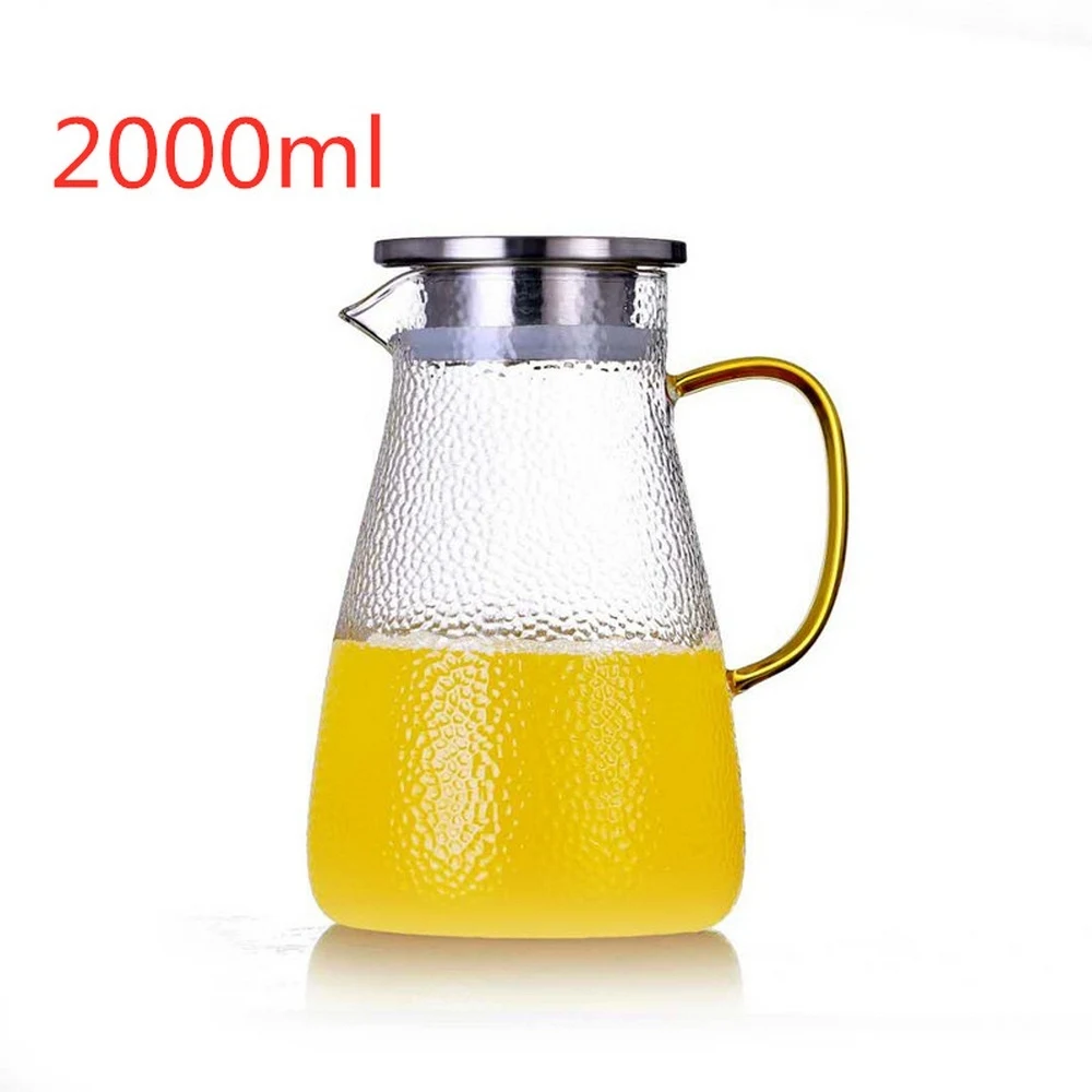 Затуплённый 2L прозрачный стеклянный кувшин для горячей/холодной воды, контейнер, чайник для дома и офиса, для путешествий, спорта, фитнеса, портативная бутылка, чайник - Цвет: Затуплённый