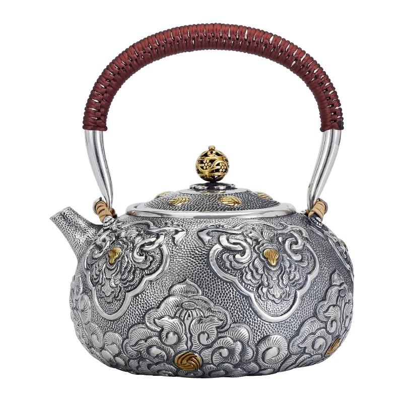 Чайный набор ручной работы из серебра 999 пробы |