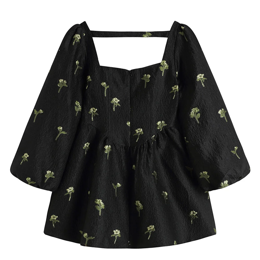 

Ladies Dresses Sweet Temperament French Retro Long Sleeve Puff Sleeve Square Neck Women's Autumn Clothes 2021 Fashionable Dress