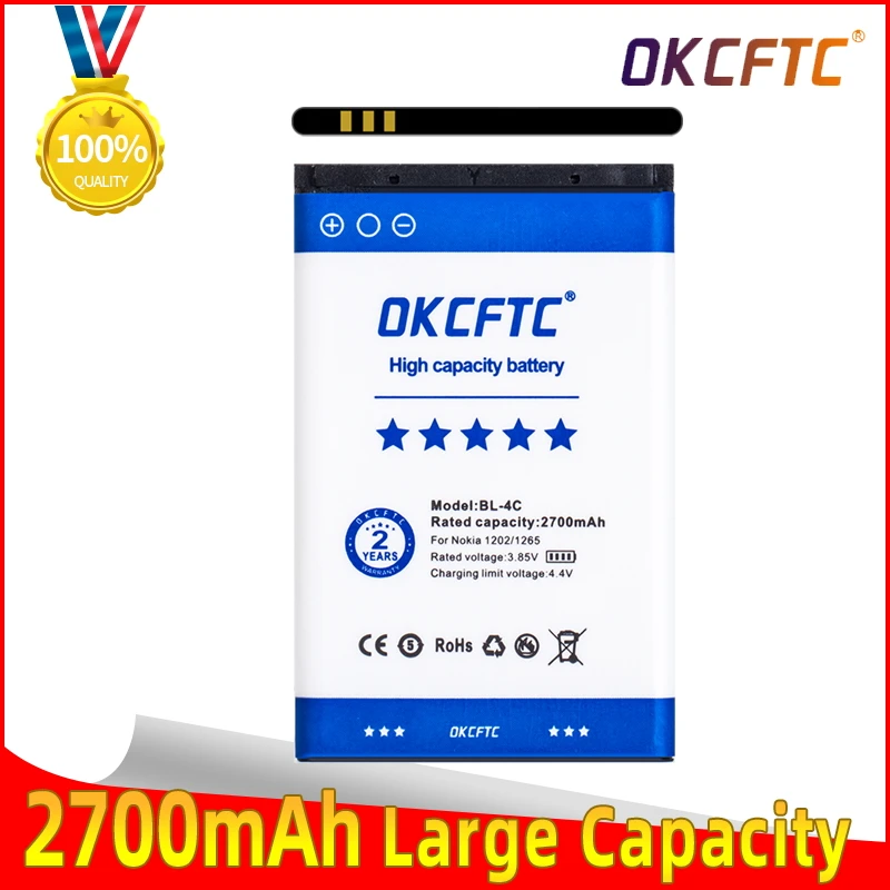 

OKCFTC 2700mAh BL 4C BL-4C Replacement Battery For Nokia 6100 6300 6125 6136 6170 7705 7200 7270 8208 BATTERY BL4C
