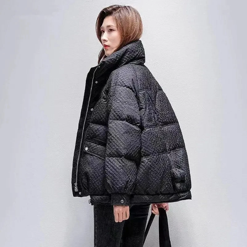 New collection Rabbit Winter Lightweight Down Jacket Women Thick Warm Batwing Long Sleeve Loose  Pocket 90% Duck Down coat