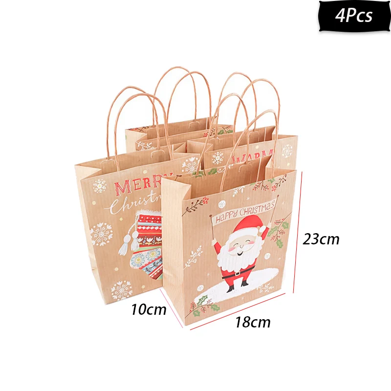 4pcs santa WEIGAO милый олень дерево Подарочная коробка конфеты сумки Счастливого Рождества пакет для печенья на год рождественские вечерние подарочные пакеты пластиковые пакеты - Цвет: 4pcs santa