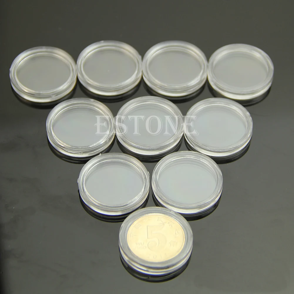 

10pcs 21mm Applied Clear Round Cases Coin Storage Capsules Holder Round Plastic