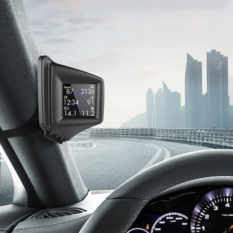 

Car Head-Up Gauge, Windshield Head-up Display OBD2+GPS Dual System Multifunction HUD Display Vehicle Driving Data.