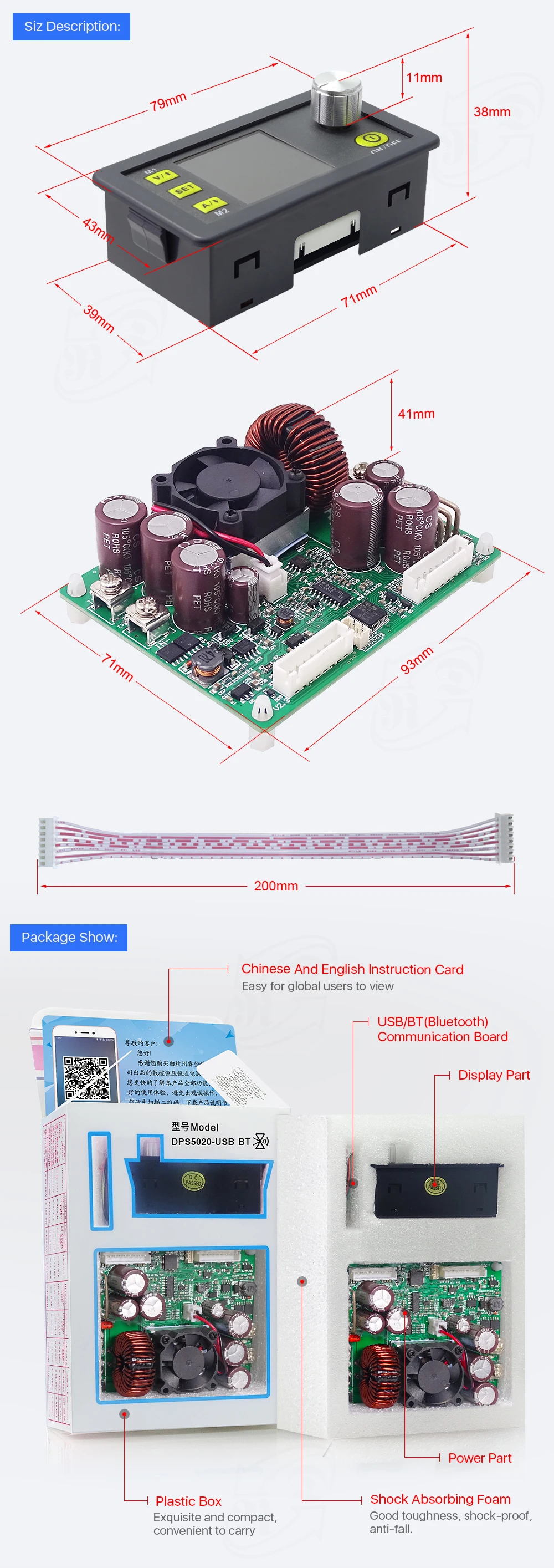 DPS5020 постоянный ток Напряжения DC-DC понижающий источник питания линии связи понижающий преобразователь напряжения ЖК-вольтметр 50 в 20A