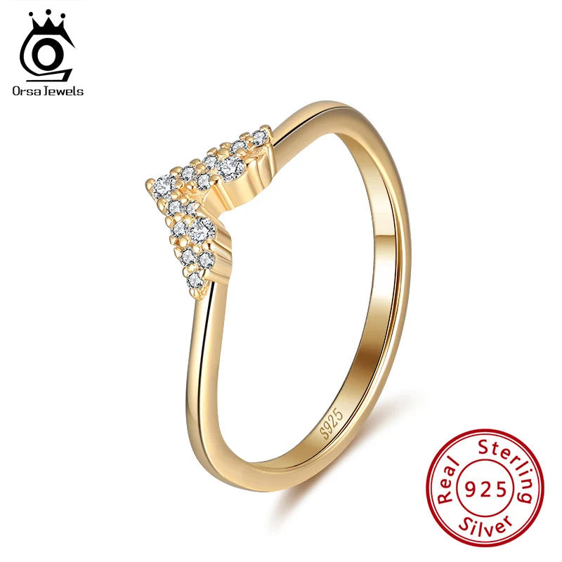ORSA JEWELS Новинка 100% реальное искусственное серебряное кольцо золотого цвета