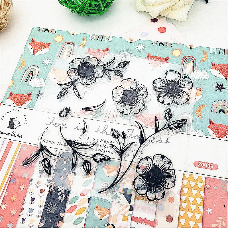 

10x10cm Lovely Flowers Clear Stamps Transparent Seal Silicone Seal TPR Christmas Wedding Roller Stamps DIY Scrapbook Album Card