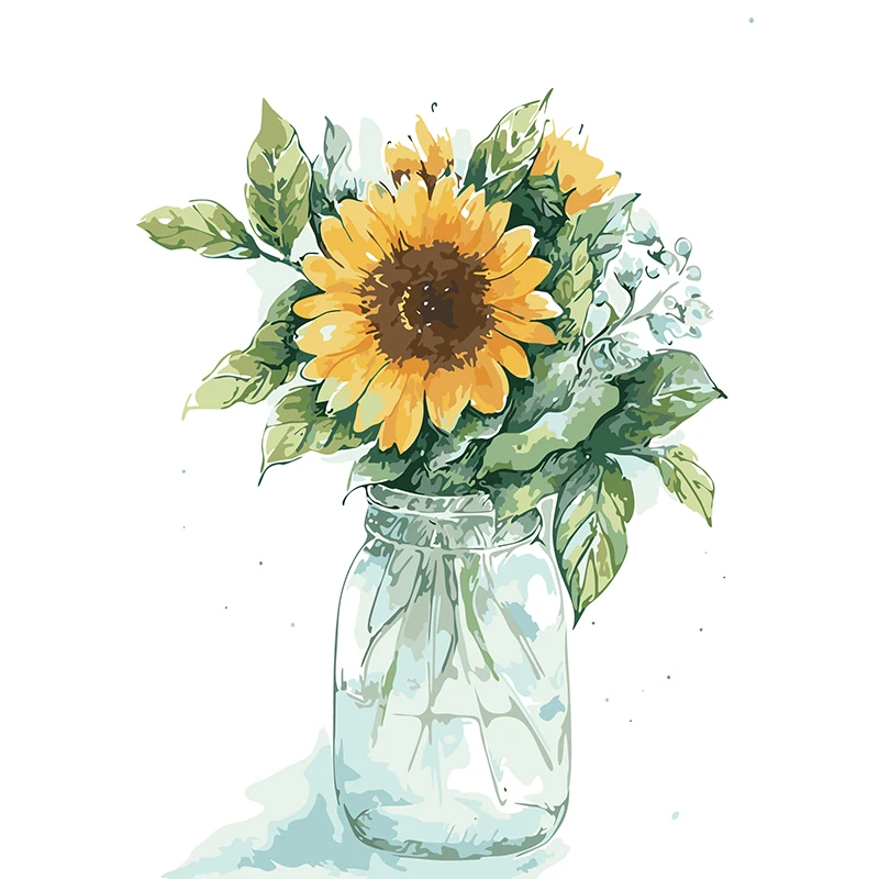 Green leaf Oil Pictures Diy Painting By Numbers Flowers picture Landscape Home Decoration with DIY Frame | Дом и сад