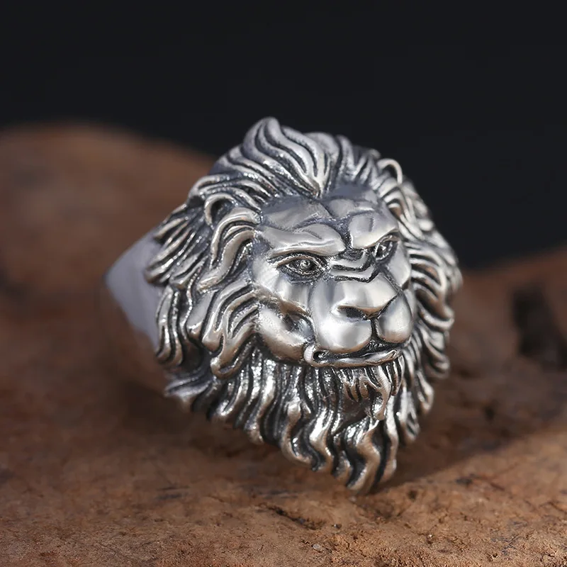 Bague rétro Lion dominateur Prairie roi bague en alliage pour hommes bague exagérée bijoux cadeau