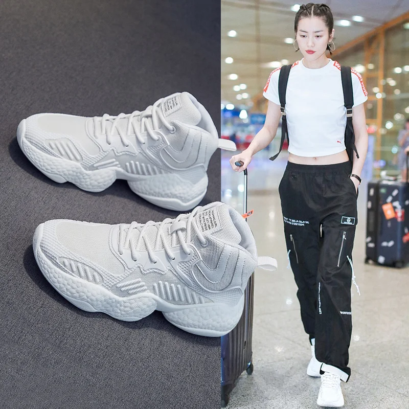 Dumoo/осенне зимняя белая обувь женские кроссовки на платформе и танкетке 3 5 см