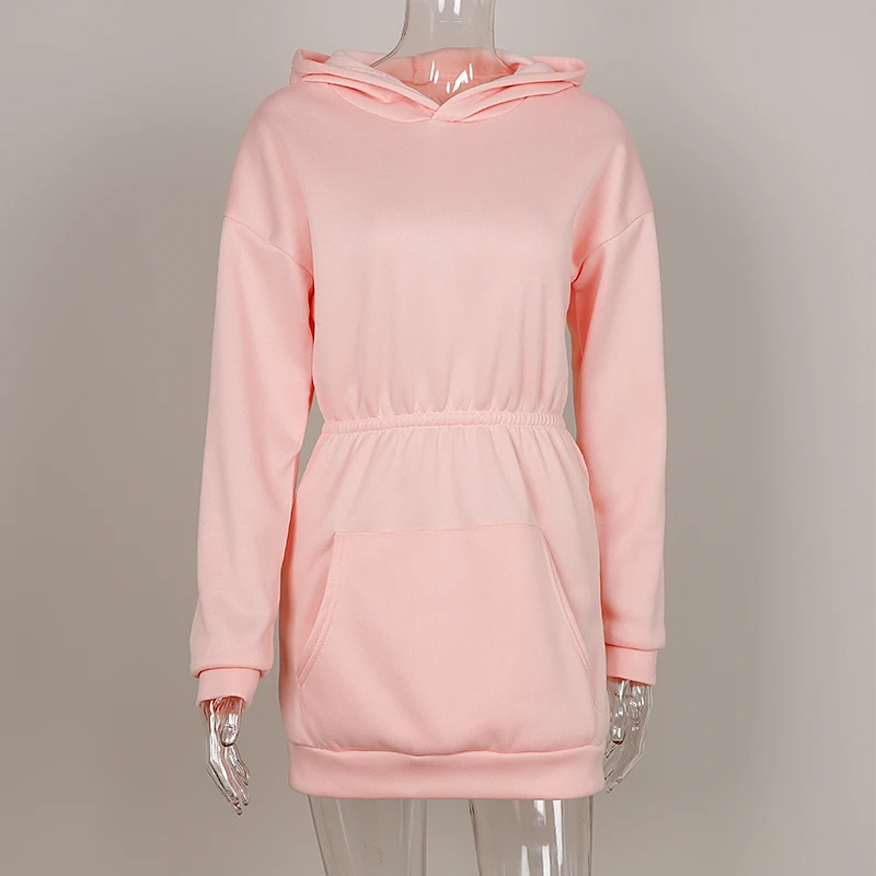 Осенняя Женская толстовка с большим карманом длинным рукавом и эластичной