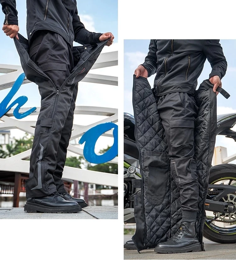 Men Winter Waterproof Quick Take-off Motorcycle Pants Riding Windproof Warm Cotton Liner CE Protector Armor Motocross Accessory