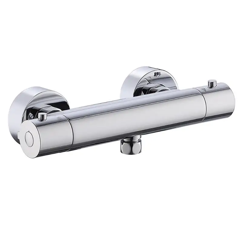 

Thermostatic Shower Bar Mixer Valve Taps Wall Mount Chrome Brass Silver Double Outlet Bathroom Shower System Chuveiro Banheiro