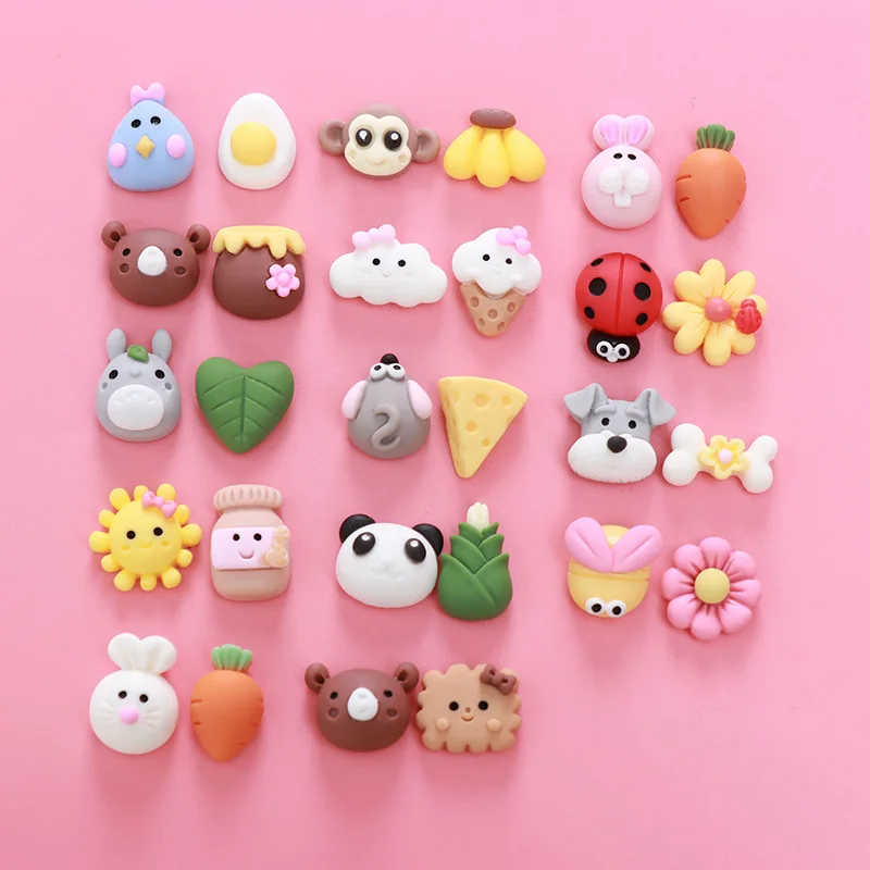 

50Set Cartoon Rabbit Fruits Flowers Flat back Resin Cabochon Accessories DIY Decoration Scrapbooking Craft for Hair Bows Centers