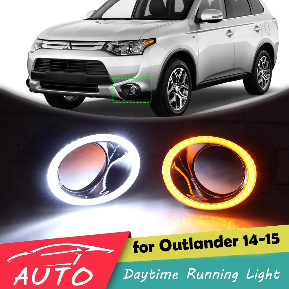 Светодиод DRL для Mitsubishi Outlander 2014 2015 дневной ходовой светильник с указателем