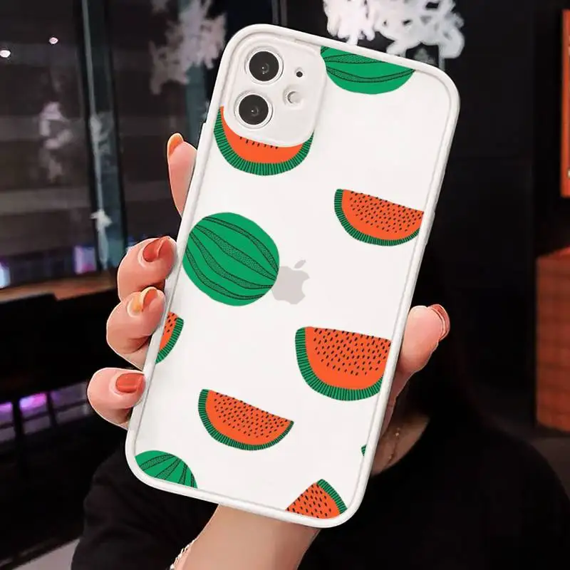 

Summer fruit watermelon Phone Case Matte Transparent for iPhone 7 8 11 12 s mini pro X XS XR MAX Plus cover funda