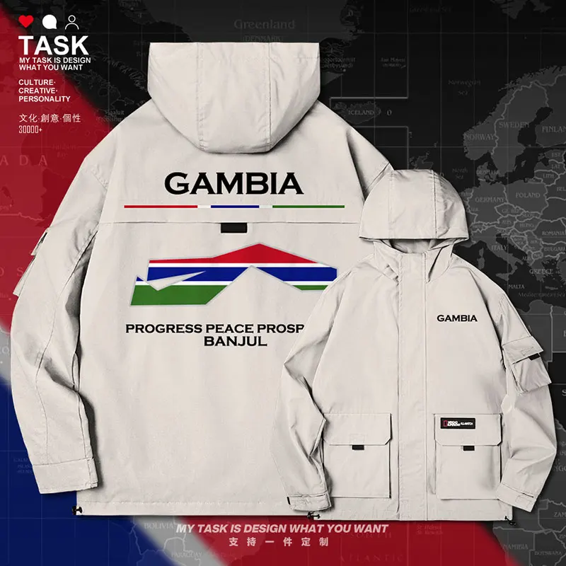 

Republic of The Gambia GMB Gambian GM men jacket hooded map nation flag mens coat for men trench coat men new clothes autumn