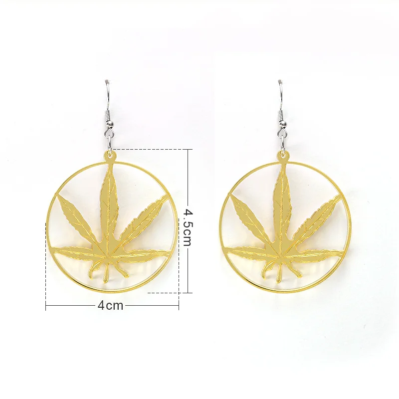 

Comiya Fashion arcylic gold sliver mirror punk big Maple leaf geometry Dangle Earring Jewelry Brincos Earrings Orecchini