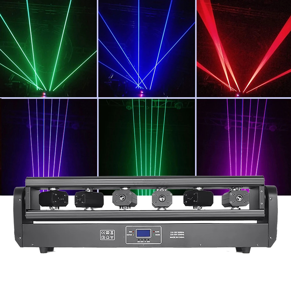 

Laser Moving Bar 6X500mW 6 Eyes RGB 3IN1 Stage Effect Bar Beam Moving Head Light DJ Party Disco Wedding Stage DMX Control Laser