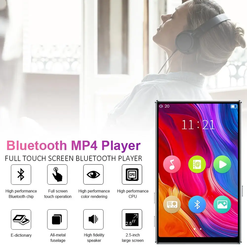 Bluetooth 5 0 MP4 плеер 8 Гб музыкальный сенсорный экран радио Видео Воспроизведение