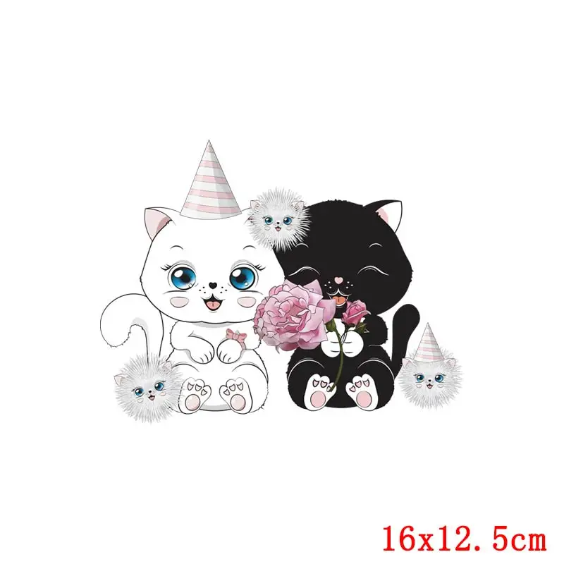 Нашивка С мультяшным котом теплопередающая виниловая нашивка для одежды