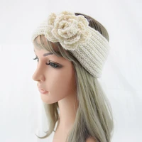 flower knit headband winter warm head band cross knotted earmuff turban hair bands women hair ribbon elastic hair accessories