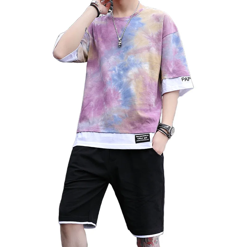 

2021 Summer Suit Men's Korean-Style Trendy Handsome Camouflage Casual Loose Short Sleeves Suit men clothing
