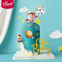 star moon rocket astronaut happy birthday cake topper decoration childrens day party supplies lovely gifts