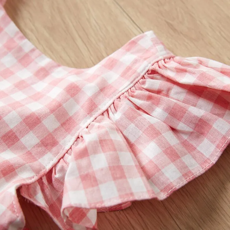 Летнее платье для маленьких девочек эксклюзивная детская одежда клетчатое с