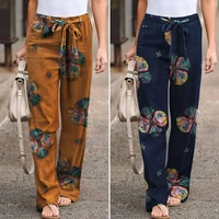retro turnip pants womens autumn trousers zanzea 2021 casual elastic waist long pantalon palazzo printed pants
