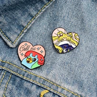 creative cartoon cute heart shaped girl brooch enamel pins metal broches for women badge pines metalicos brosche accessories