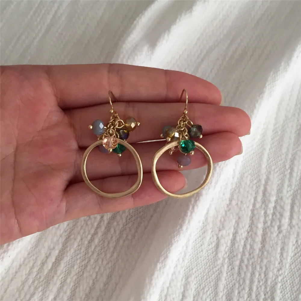 Серьги-подвески женские в винтажном стиле Висячие золотистые круглые серьги с