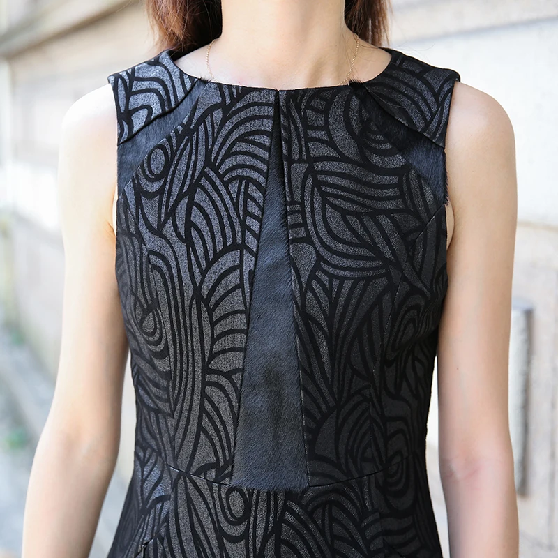 

dress autumn leather winter new leather skirt women's high round neck mid-length leather skirt sheep skin slim vest