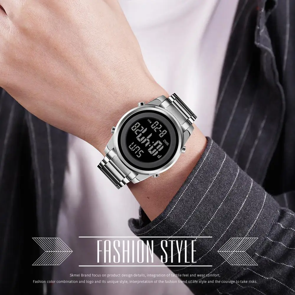 

2021 SKMEI Top Brand Luxury Watch Mens Watches LED Digital Wristwatch Men Clock 2 Time Chrono Count Down Alarm Hour Reloj Hombre