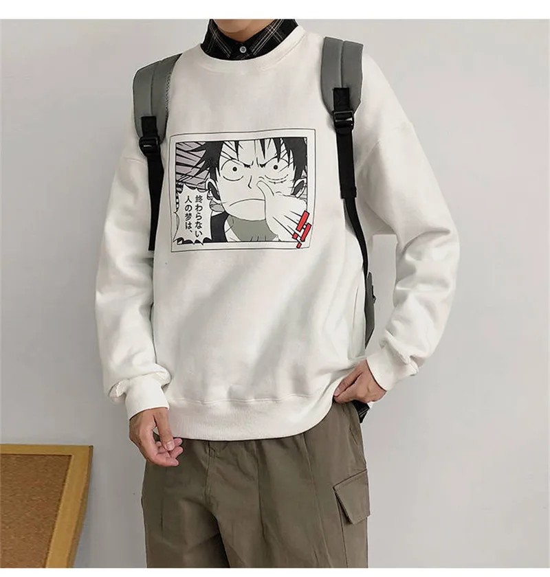 5XL длинный рукав Цельный толстовки Япония Harajuku толстовки Мода хип хоп Толстовка Уличная Повседневная Осенняя Толстовка смешные мужские