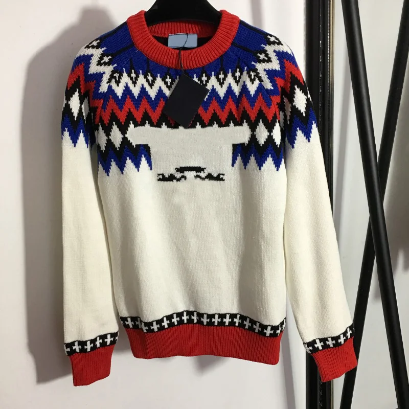 

2021 luxury design fashion pop retro lace wavy women's cashmere wool Pullover temperament round neck long sleeve women's sweater