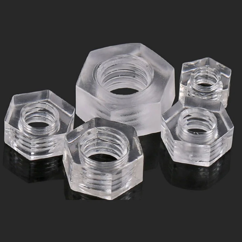 

M3 M4 M5 M6 Metric Clear Plastic PC Hex Nuts Hexagon Hex Nuts for bolts screws DIN 934