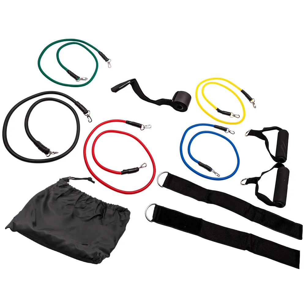 

11PCS Set Exercise Fitness Resistance Bands Crossfit Training Tubes Gym Home