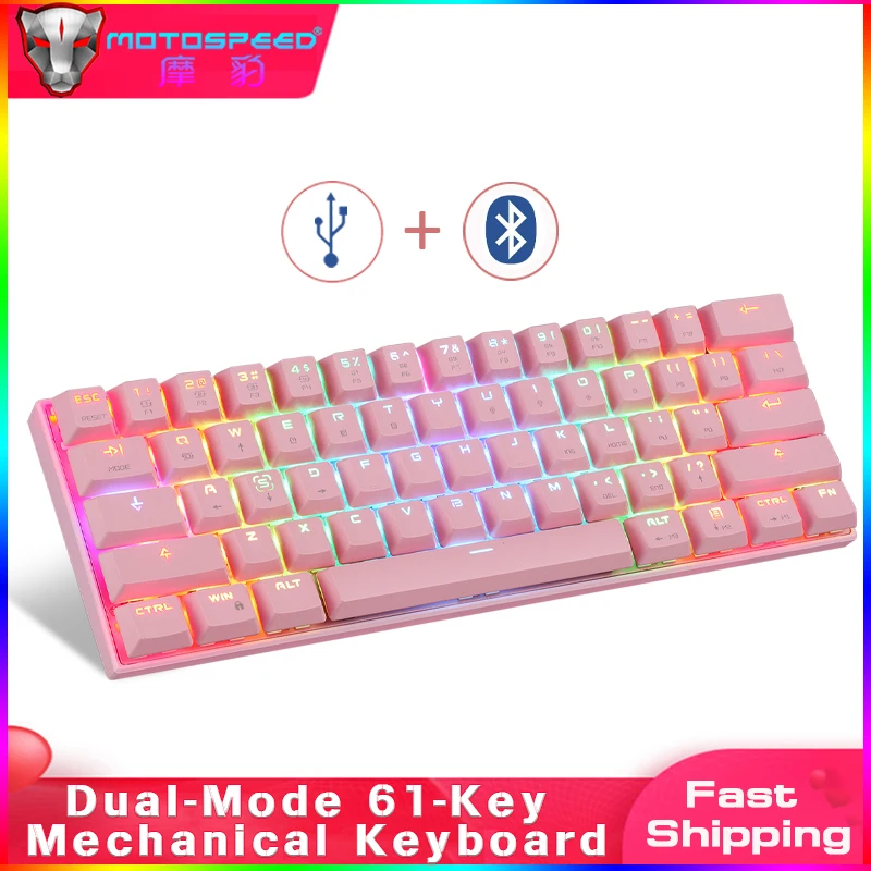 

Portable Motospeed Wired/Bluetooth Mechanical Keyboard 61 Keys RGB Backlight Mini Gaming Keyboard For PC Computer Laptop Gamer