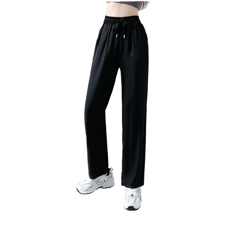 

Pants Women Summer Wide-leg Pants Ladies High-waist Drape Pants Loose Thin Small Imitation Tencel Denim Casual Pants