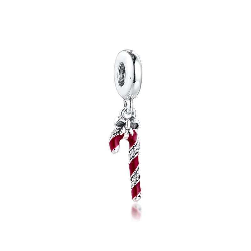 100% 925 пробы серебро Игристые Candy Cane длинные висячие серьги с подвесками в виде бус