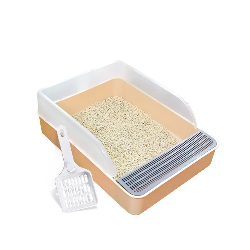 

Cat Litter Box Cat Toilet Tray Anti-Splash Non Slip Pets Training High Sided Rim Loo Cat Sand Basin Large Space Can Be Split