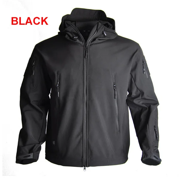 Black Men Outdoor TAD Jacket Waterproof Tactical Softshell Hooded Jacket Black Green Men Outdoor Jacket Waterproof TAD Coat Shark Skin - Цвет: Black