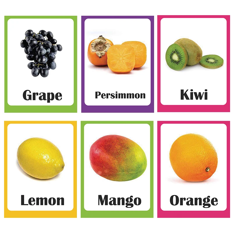 10 5 см * 13 Детские фрукты для обучения английские детские бумажные игры карты слов