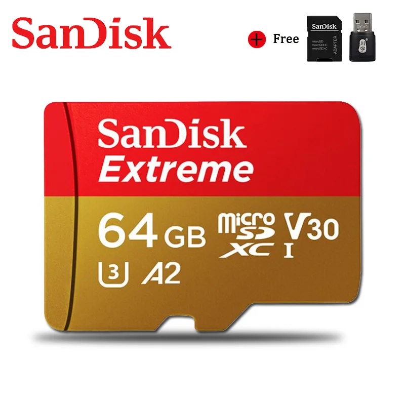 Карта памяти SanDisk Extreme Ultra Micro SD 128 Гб 64 ГБ 32 256 400 A2 V30 U1/U3 4K MicroSD флеш карта