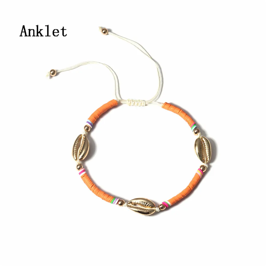 Anklet IngeSight. Z богемный сплав оболочка браслет на запястье амулет Регулируемая Радуга веревка цепь браслет цепь на запястье для женщин ювелирные изделия - Окраска металла: Anklet