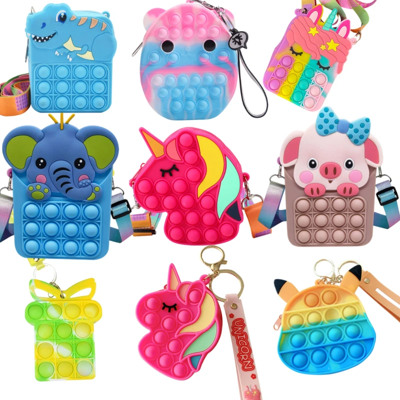 

New Pops Bags Sensory Silicone Push Bubble Stationery Popper Storage Bag Poppits Simple Dimple Coin Purse Pops Its Fidget Toy